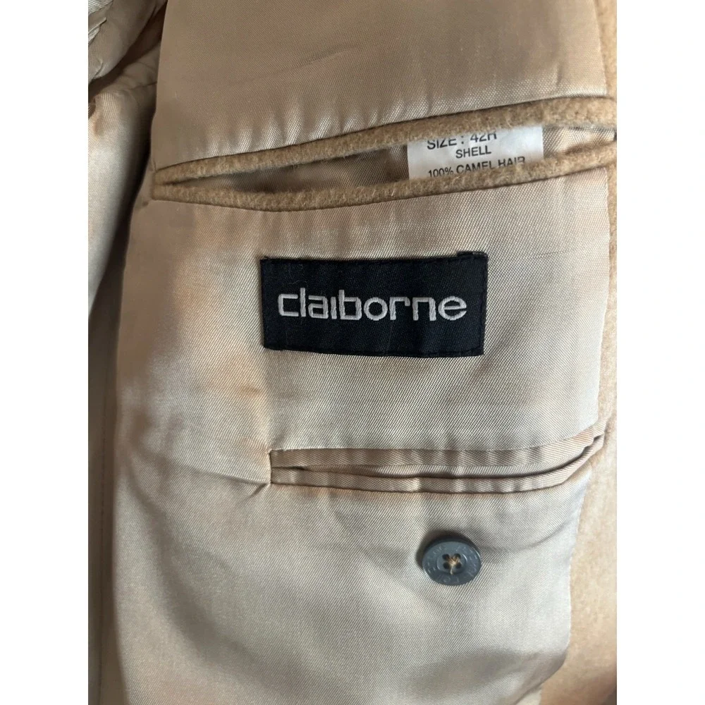 Claiborne Sport Coat Mens 42R Tan Camel Hair Blazer 2 Button Notch Lapel Jacket